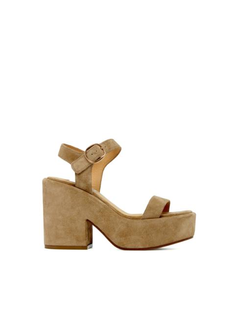 Iman Platform Sandal in Sand Suede