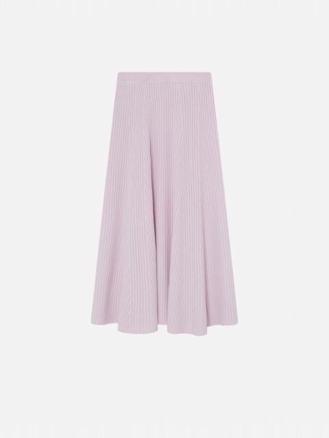 FLARED CASHMERE-BLEND RIBBED KNIT SKIRT