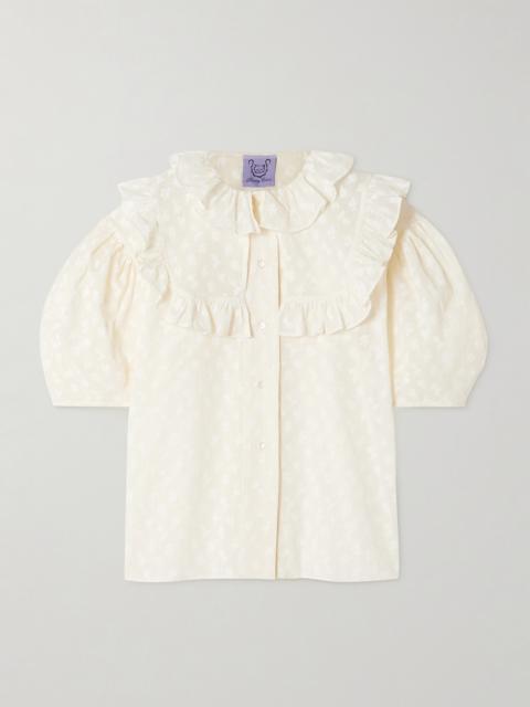 Vanina Ruffled Floral-print Cotton-voile Blouse