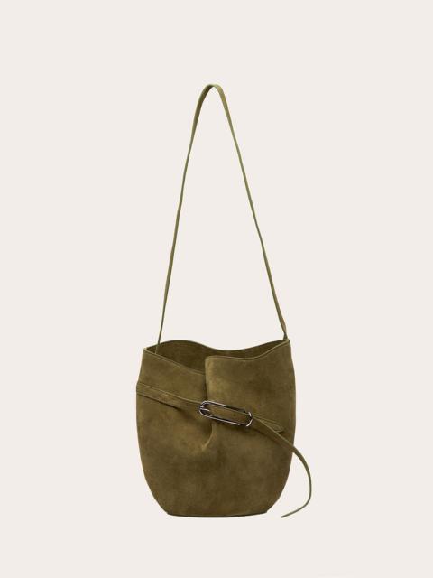 BELTED BUCKET BAG SAGE SUEDE