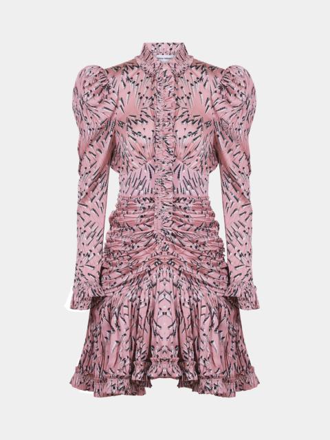 PLEATED PINK DRESS WITH PATTERNS