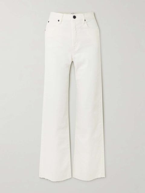 Grace frayed high-rise wide-leg jeans White