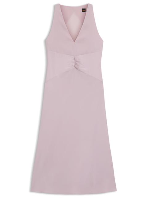 CRINKLE-SATIN DRESS WITH GATHERED FRONT