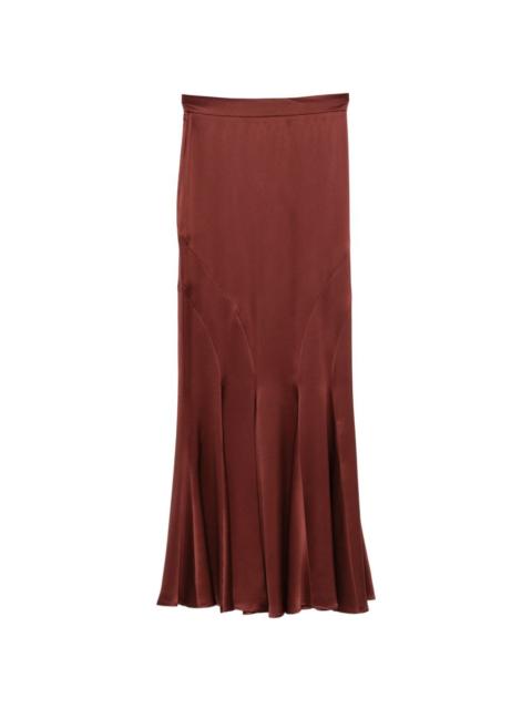 satin-finish panelled maxi skirt