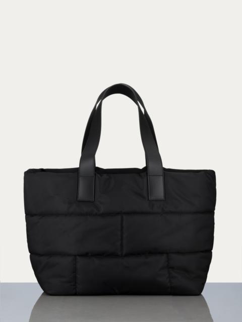 Nylon Quilted Plaque Tote in Noir