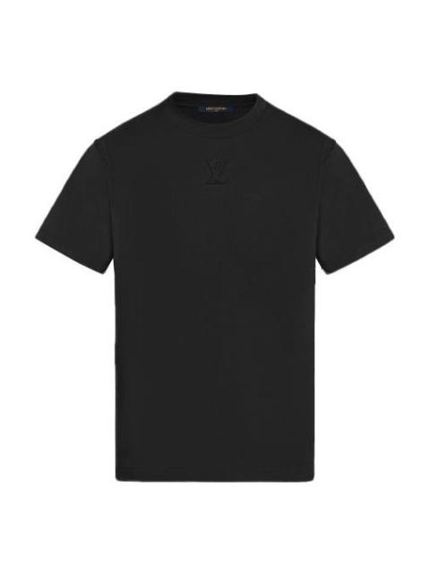 Men's LOUIS VUITTON Logo Solid Color Short Sleeve Black T-Shirt 1A96WN