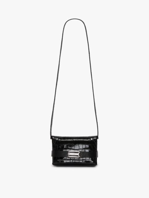 Mini B Pouch In Croc Effect Black Leather