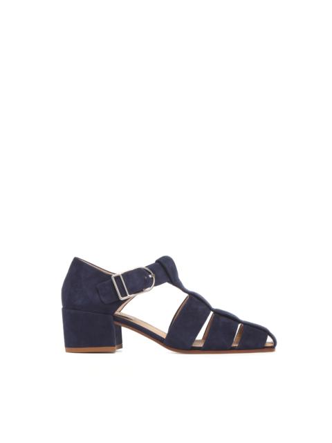Lyle Block Heel Pump Sandal in Electric Navy Suede