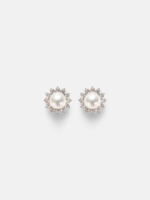18kt white gold earrings with diamonds and pearls