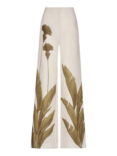 Pasional Dandelion-Printed Wide-Leg Pants green