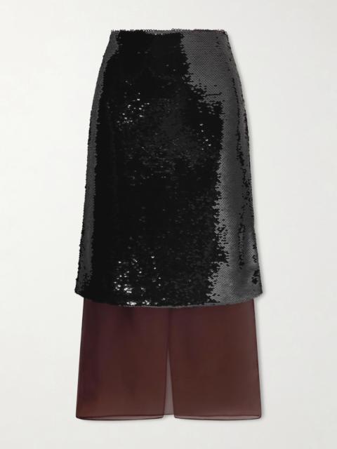 Luminessa Sequined Organza Maxi Skirt