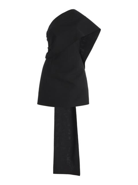 Short sculptural sash dress black