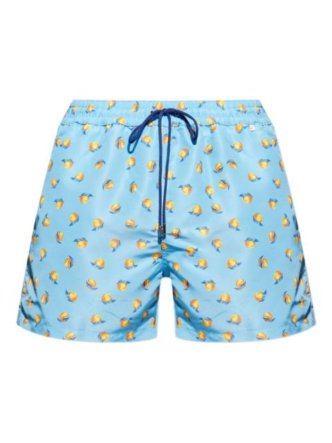 peach-print swim shorts