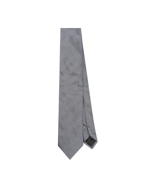 herringbone-pattern silk tie