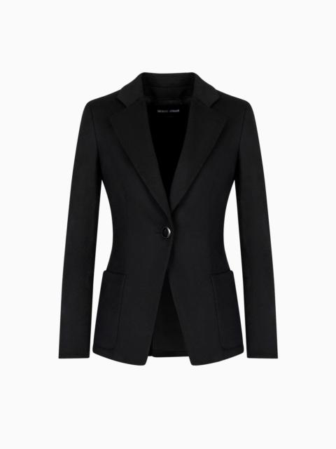 Single-breasted jacket in virgin wool and cashmere