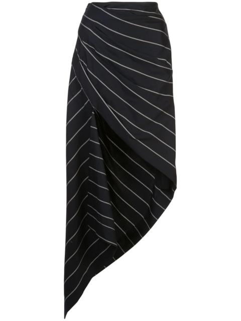 pinstriped asymmetric skirt