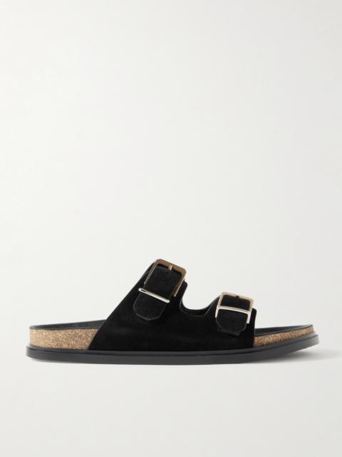 Buckled Suede Slides