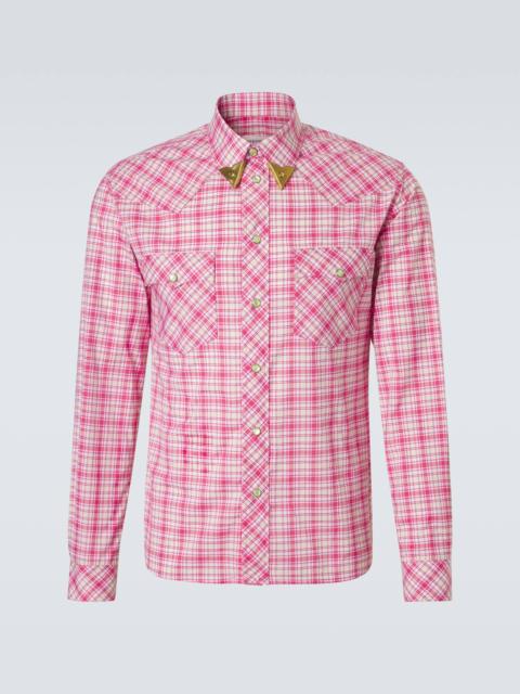 Checked cotton poplin shirt