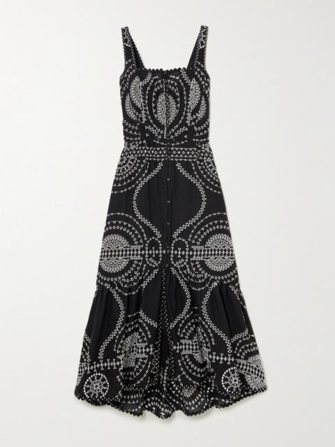 Greba Broderie Anglaise Cotton-blend Midi Dress
