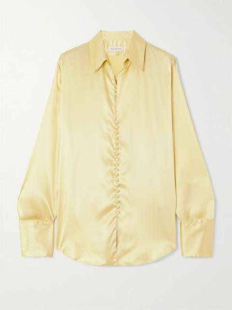 Stretch-silk satin shirt Pastel yellow