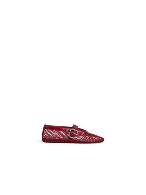BALLET FLATS IN FISHNET AND CROCODILE EMBOSSED CALFSKIN