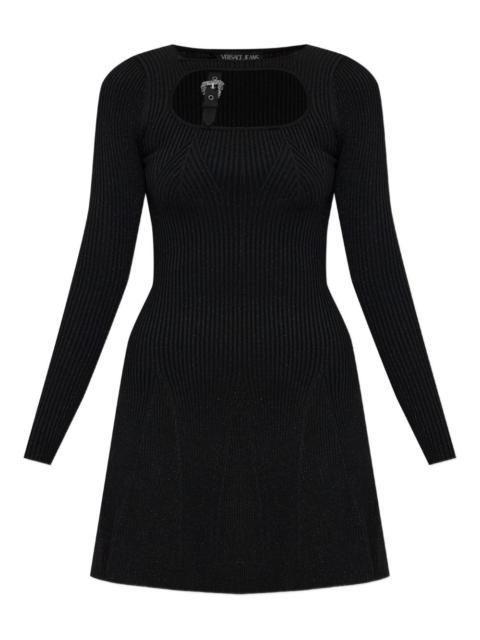buckle-detail ribbed-knit mini dress