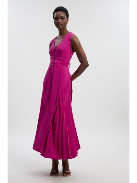 Soft Tailored Side Pleated Midi Dress