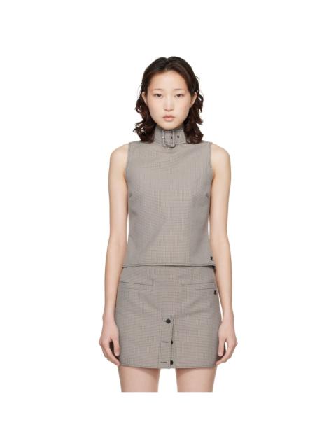 Beige Buckle Houndstooth Top