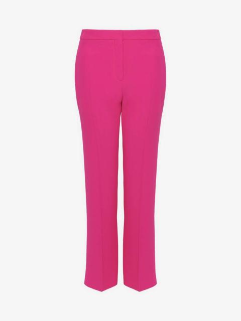 Women's Leaf Crepe Cigarette Trousers in Orchid Pink