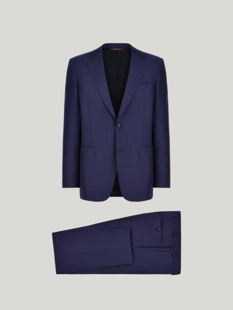 BLUE PURE WOOL SUIT WITH SINGLE-BREASTED TWO-BUTTON JACKET