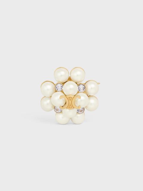 Les Perles Celine Brooch in Strass, Resin Pearls, Brass with Gold Finish and Steel