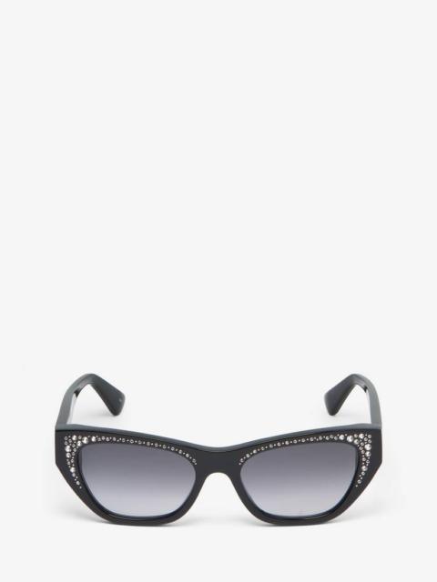 Women's Pavé Jewelled Sunglasses in Black/grey