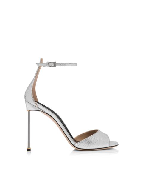 LAMINATED PRINTED TEJUS SPIRE ANKLE STRAP SANDAL