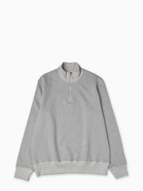 MERZ B. SCHWANEN 343Z SWEATSHIRT HALF ZIP MOCK NECK GREY MELANGE