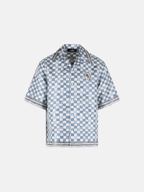 'CHECKERED' LIGHT BLUE SILK SHIRT