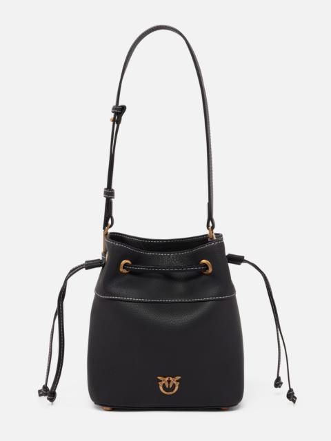 SMALL LEATHER BUCKET BAG WITH SHOULDER STRAP