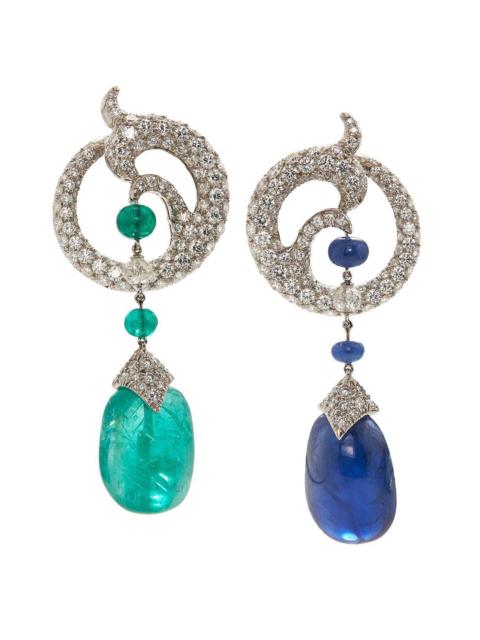 Sapphire Emerald Mix Match Couture Earrings