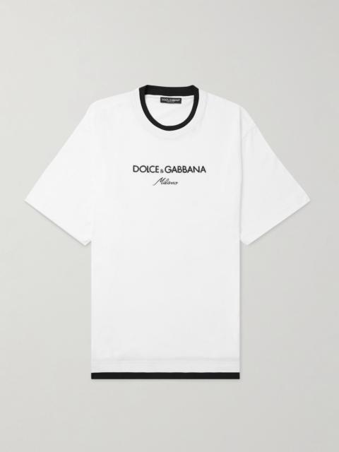 Logo-Embroidered Cotton-Jersey T-Shirt White