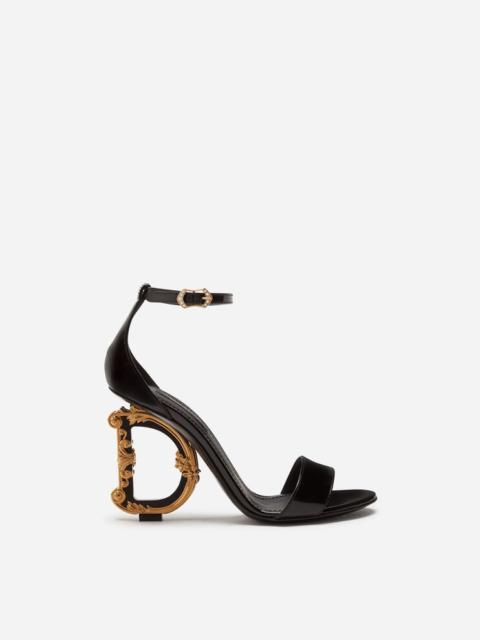 Polished calfskin sandals with DG baroque heel