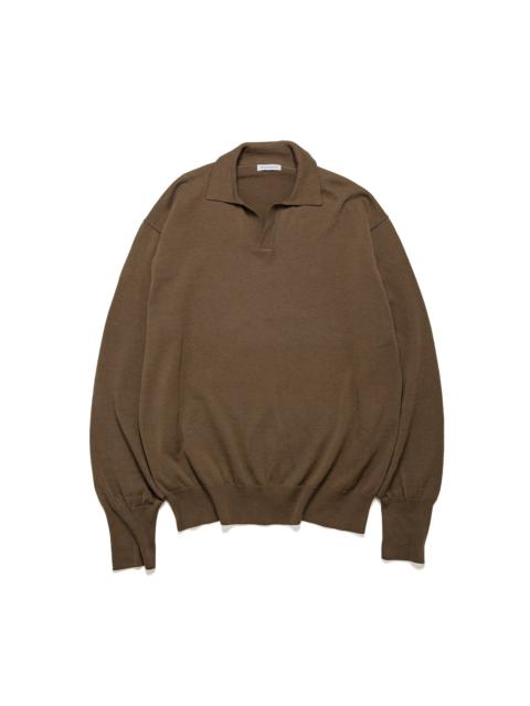 Cotton Knit Skipper Shirt Mocha Brown