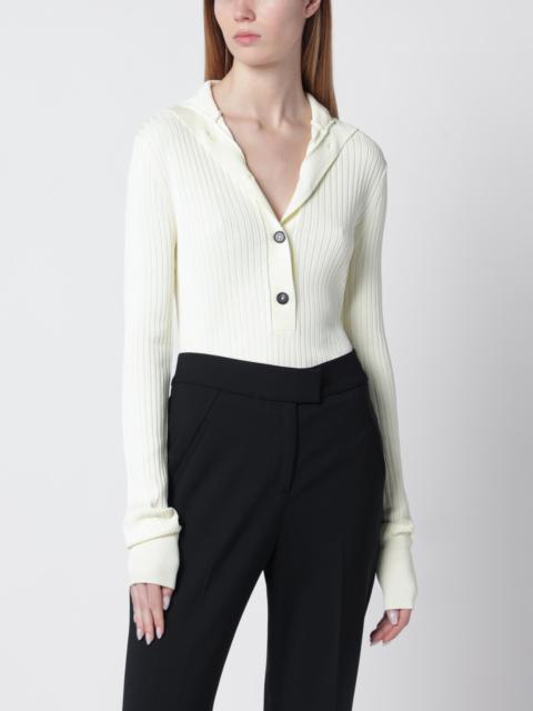 White high-neck Henley top