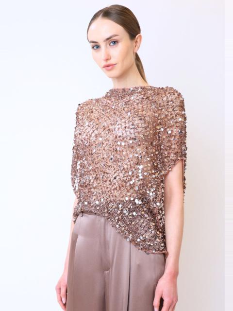 Net Mesh Sequin Cape Tee