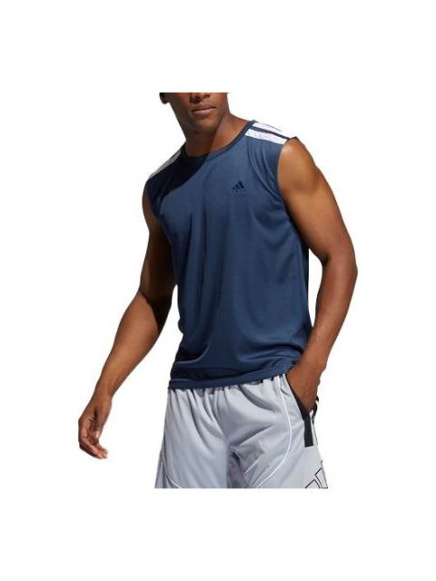 adidas Casual Round Neck Pullover Alphabet Printing Basketball Sports Vest Navy Blue / White GT3015