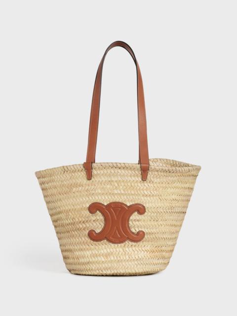 Medium Triomphe Celine Classic Panier in palm leaves and Calfskin