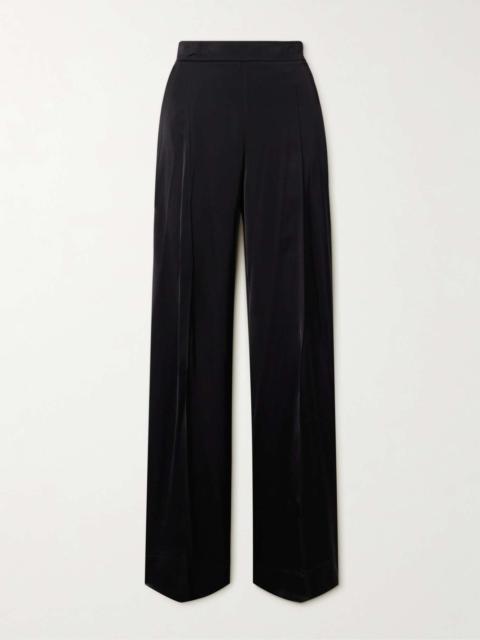 Crepe de chine wide-leg pants Black