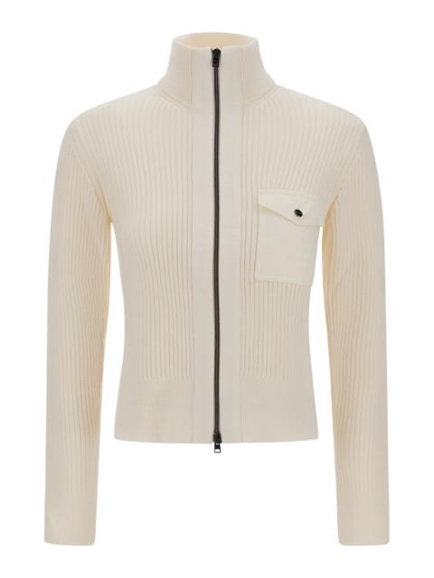 Wool Cardigan With Nylon Trim