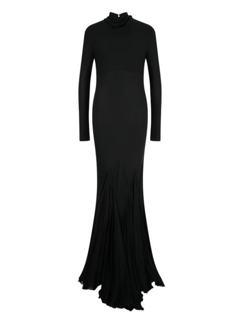 pleated open-back silk dress