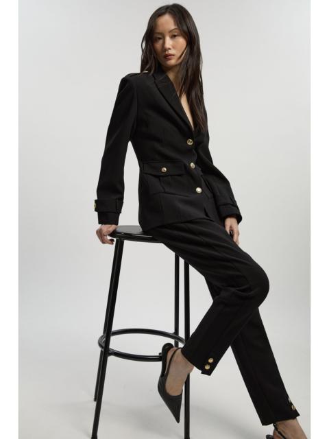 Petite Compact Stretch Tailored Military Straight Leg Trouser