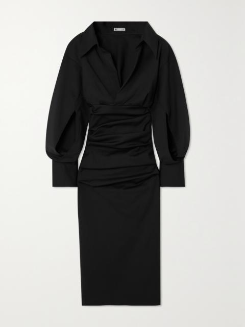 Indicate Draped Cutout Stretch-jersey Midi Dress
