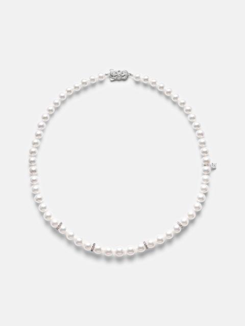 18kt white gold necklace with pearls and diamonds